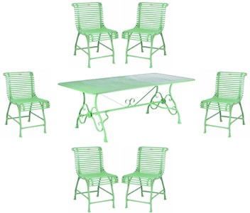 Casa Padrino Art Nouveau wrought iron garden furniture set green - 1 Garden Table & 6 Garden Chairs - Baroque & Art Nouveau garden furniture - Nostalgic wrought iron garden furniture Casa Padrino Art Nouveau wrought iron garden furniture set green - 1 Garden Table & 6 Garden Chairs - Baroque & Art Nouveau garden furniture - Nostalgic wrought iron garden furniture