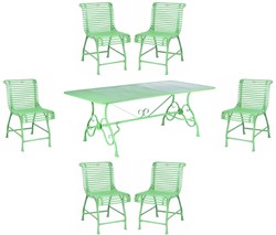 Casa Padrino Art Nouveau wrought iron garden furniture set green - 1 Garden Table & 6 Garden Chairs - Baroque & Art Nouveau garden furniture - Nostalgic wrought iron garden furniture Casa Padrino Art Nouveau wrought iron garden furniture set green - 1 Garden Table & 6 Garden Chairs - Baroque & Art Nouveau garden furniture - Nostalgic wrought iron garden furniture