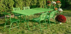 Casa Padrino Art Nouveau wrought iron garden furniture set green - 1 Garden Table & 6 Garden Chairs - Baroque & Art Nouveau garden furniture - Nostalgic wrought iron garden furniture