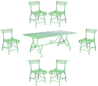 Casa Padrino Art Nouveau furniture set green - 1 Wrought Iron Garden Table & 6 Wrought Iron Garden Chairs - Nostalgic wrought iron garden furniture - Baroque & Art Nouveau garden furniture Casa Padrino Art Nouveau furniture set green - 1 Wrought Iron Garden Table & 6 Wrought Iron Garden Chairs - Nostalgic wrought iron garden furniture - Baroque & Art Nouveau garden furniture