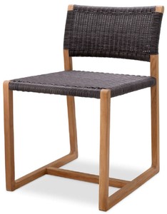 Casa Padrino sedia da pranzo di lusso in teak naturale / nero 48 x 58 x A. 78,5 cm - Sedia da giardino - Sedia da patio - Mobili da giardino - Mobili da pranzo - Mobili di lusso