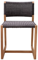 Casa Padrino Luxury Teak Dining Chair Natural / Black 48 x 58 x H. 78.5 cm - Garden Chair - Patio Chair - Garden Furniture - Dining Room Furniture - Luxury Teak Furniture