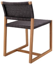 Casa Padrino Luxury Teak Dining Chair Natural / Black 48 x 58 x H. 78.5 cm - Garden Chair - Patio Chair - Garden Furniture - Dining Room Furniture - Luxury Teak Furniture