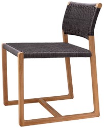 Casa Padrino Luxury Teak Dining Chair Natural / Black 48 x 58 x H. 78.5 cm - Garden Chair - Patio Chair - Garden Furniture - Dining Room Furniture - Luxury Teak Furniture
