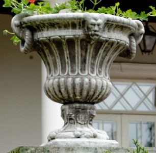 Casa Padrino vaso di fiori decorativo da giardino barocco grigio 73 x 67 x A. 70 cm - Vaso per piante in stile barocco - Decorazione da giardino barocco - Accessori decorazione barocco