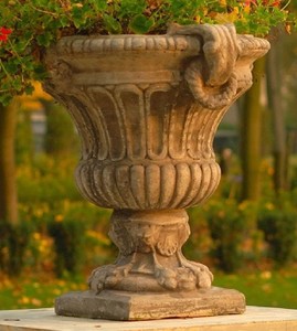 Casa Padrino vaso di fiori decorativo da giardino barocco grigio scuro 73 x 67 x A. 70 cm - Vaso per piante in stile barocco - Decorazione da giardino barocco - Accessori decorazione barocco