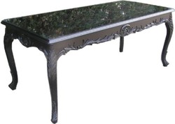 Casa Padrino tavolo da pranzo barocco con lastra di vetro nero - Tavolo da pranzo fatto a mano in stile barocco - Mobili per sala da pranzo in stile barocco - Mobili barocchi - Arredi barocchi