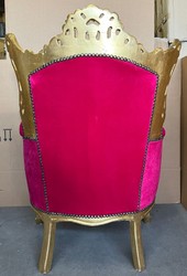 Casa Padrino baroque armchair pink / gold - Handmade solid wood living room armchair - Antique style living room armchair - Living room furniture in baroque style - Baroque furniture