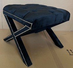 Casa Padrino sgabello Neo Classico di lusso nero / argento 56 x 54 x A. 46 cm - Sgabello da soggiorno - Sgabello a croce stile vintage - Mobili da soggiorno - Mobili di lusso