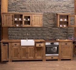 Landhausstil Massivholz Einbauküche Braun Country Style Solid Wood Fitted Kitchen Brown