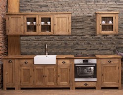 Landhausstil Massivholz Einbauküche Braun Country Style Solid Wood Fitted Kitchen Brown