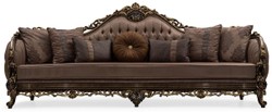 Casa Padrino luxury baroque living room sofa gray / brown / gold - Handmade baroque style sofa with decorative pillows - Luxury living room furniture in baroque style - Baroque furniture