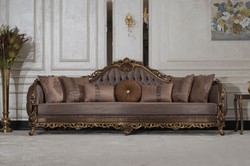 Casa Padrino luxury baroque living room sofa gray / brown / gold - Handmade baroque style sofa with decorative pillows - Luxury living room furniture in baroque style - Baroque furniture