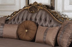Casa Padrino luxury baroque living room sofa gray / brown / gold - Handmade baroque style sofa with decorative pillows - Luxury living room furniture in baroque style - Baroque furniture