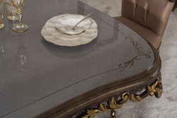 Casa Padrino luxury baroque dining table gray / brown / gold - Magnificent baroque style kitchen table - Luxury baroque dining room furniture - Baroque dining room furniture - Baroque interior