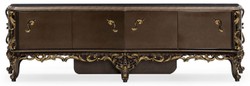 Casa Padrino armadio TV barocco di lusso marrone / oro - Magnifica credenza in legno massello con 4 ante - Mobile da soggiorno in stile barocco - Mobili barocchi - Nobile e Magnifico