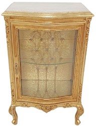 Casa Padrino vetrina barocco oro / crema - Vetrina in legno massello fatta a mano con strass e piano in marmo - Mobili soggiorno in stile barocco - Mobili barocchi - Arredi barocchi