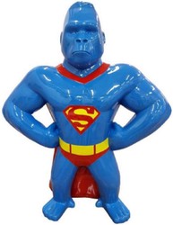 Luxus Deko Skulptur Figur Gorilla Affe Blau Rot Gelb Luxury Decorative Sculpture Figure Gorilla Monkey Blue Red Yellow