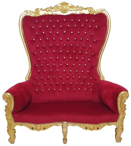 Casa Padrino divano 2 posti barocco con schienale alto bordeaux rosso / oro - Magnifico divano in stile barocco con strass - Mobili da soggiorno in stile barocco - Mobili barocchi