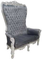 Casa Padrino baroque high back 2 seater sofa gray / silver - Magnificent baroque style sofa with rhinestones - Baroque style living room furniture - Baroque furniture