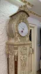 Casa Padrino orologio del nonno barocco di lusso crema / marrone / oro - Magnifico orologio in legno massello in stile barocco - Mobili di lusso in stile barocco - Mobili barocchi