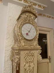 Casa Padrino orologio del nonno barocco di lusso crema / marrone / oro - Magnifico orologio in legno massello in stile barocco - Mobili di lusso in stile barocco - Mobili barocchi