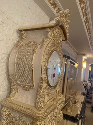 Casa Padrino orologio del nonno barocco di lusso crema / marrone / oro - Magnifico orologio in legno massello in stile barocco - Mobili di lusso in stile barocco - Mobili barocchi