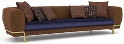 Casa Padrino canapé de luxe marron / violet / laiton 300 x 100 x H. 75 cm - Canapé de salon - Canapé d'hôtel - Meuble de salon - Meuble d'hôtel - Meuble de luxe - Ameublement de luxe