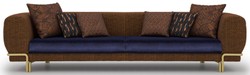 Casa Padrino canapé de luxe marron / violet / laiton 300 x 100 x H. 75 cm - Canapé de salon - Canapé d'hôtel - Meuble de salon - Meuble d'hôtel - Meuble de luxe - Ameublement de luxe