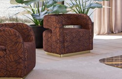 Casa Padrino luxury armchair brown / black / brass 75 x 73 x H. 70 cm - Living room armchair - Hotel armchair - Living room furniture - Hotel furniture - Luxury furniture - Luxury furnishings