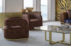 Casa Padrino luxury armchair brown / black / brass 75 x 73 x H. 70 cm - Living room armchair - Hotel armchair - Living room furniture - Hotel furniture - Luxury furniture - Luxury furnishings