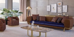 Casa Padrino luxury armchair brown / black / brass 75 x 73 x H. 70 cm - Living room armchair - Hotel armchair - Living room furniture - Hotel furniture - Luxury furniture - Luxury furnishings