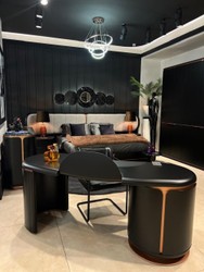Casa Padrino luxury bedroom cabinet black / copper 280 x 62 x H. 238 cm - Solid wood wardrobe with 6 doors - Bedroom furniture - Hotel furniture - Luxury furniture