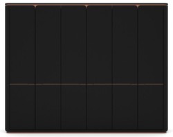 Casa Padrino luxury bedroom cabinet black / copper 280 x 62 x H. 238 cm - Solid wood wardrobe with 6 doors - Bedroom furniture - Hotel furniture - Luxury furniture