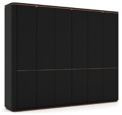 Casa Padrino luxury bedroom cabinet black / copper 280 x 62 x H. 238 cm - Solid wood wardrobe with 6 doors - Bedroom furniture - Hotel furniture - Luxury furniture