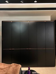 Casa Padrino luxury bedroom cabinet black / copper 280 x 62 x H. 238 cm - Solid wood wardrobe with 6 doors - Bedroom furniture - Hotel furniture - Luxury furniture