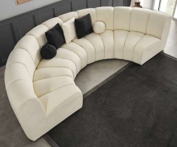 Casa Padrino luxury sofa ivory 330 x 170 x H. 76 cm - Curved living room sofa - Semi circular sofa - Living room furniture - Hotel furniture - Luxury furniture - Luxury furnishings