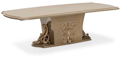 Casa Padrino table à manger baroque de luxe gris / or - Magnifique table de cuisine de style baroque - Meuble de salle à manger baroque de luxe - Ameublement baroque