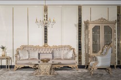 Casa Padrino luxury baroque living room armchair silver / gray / gold - Handmade baroque style armchair with decorative pillow - Luxury living room furniture in baroque style - Baroque furniture