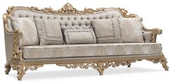 Casa Padrino canapé de salon baroque de luxe argent / gris / or - Canapé de style baroque fait main avec coussins décoratifs - Meuble de salon de luxe de style baroque - Meuble baroque