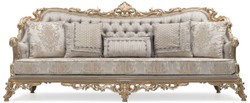 Casa Padrino canapé de salon baroque de luxe argent / gris / or - Canapé de style baroque fait main avec coussins décoratifs - Meuble de salon de luxe de style baroque - Meuble baroque