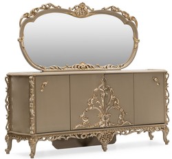 Casa Padrino buffet baroque de luxe avec miroir gris / or - Meuble de luxe de style baroque - Meuble baroque - Ameublement baroque - Noble et Magnifique