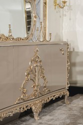 Casa Padrino buffet baroque de luxe avec miroir gris / or - Meuble de luxe de style baroque - Meuble baroque - Ameublement baroque - Noble et Magnifique