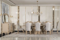 Casa Padrino buffet baroque de luxe avec miroir gris / or - Meuble de luxe de style baroque - Meuble baroque - Ameublement baroque - Noble et Magnifique