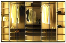Casa Padrino armario de dormitorio de lujo marrón oscuro 360 x 62 x A. 230 cm - Armario iluminado con 8 puertas de vidrio - Muebles de Dormitorio - Muebles de Hotel - Muebles de Lujo