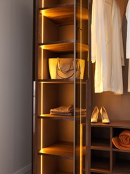 Casa Padrino armario de dormitorio de lujo marrón oscuro 360 x 62 x A. 230 cm - Armario iluminado con 8 puertas de vidrio - Muebles de Dormitorio - Muebles de Hotel - Muebles de Lujo