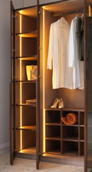 Casa Padrino armario de dormitorio de lujo marrón oscuro 360 x 62 x A. 230 cm - Armario iluminado con 8 puertas de vidrio - Muebles de Dormitorio - Muebles de Hotel - Muebles de Lujo