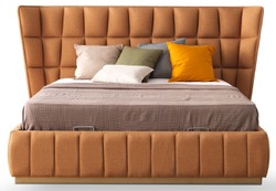 Luxus Bett Doppelbett Hellbraun Beige Luxury Bed Double Bed Light Brown Beige