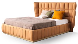 Luxus Bett Doppelbett Hellbraun Beige Luxury Bed Double Bed Light Brown Beige