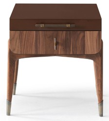 Casa Padrino table de chevet de luxe marron / marron foncé 49 x 54 x H. 51 cm - Table de chevet en bois massif avec 2 tiroirs - Meuble de chambre - Meuble d'hôtel - Meuble de luxe